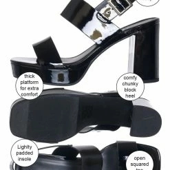 Soda New Jaylen Retro Platform Heels Sandal, Women Thick Slingback Strappy Clog