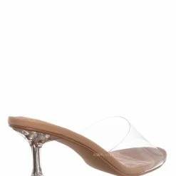 Bamboo New Water04 Clear High Heel Slip-On Mule, Womens Lucite Sandal