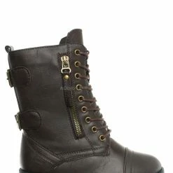 Forever Link Mountain81K Childrens Zip Up Combat Boots - Boy Girl Calf High Shoes