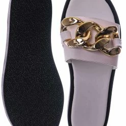 Bamboo New SideKick11 Padded Flatform Slpper W Oversize Chain - Womens Molded Footbed Slide