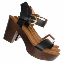 Top Moda New Melissa1 Clog Block Heel Platform Sandal-Lightweight Wooden Comfort Sandal