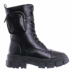 Bamboo New Staging09 Utilitarian Combat Biker Boots W Add On Purse Pocket Pouch