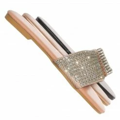 Top Moda Mesa27 Rhinestone Crystal Wide Vamp Slide, Women Summer Slipper