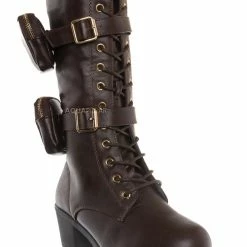 Forever Link Pacific34K Children's Block Heel Utility Combat Boot New