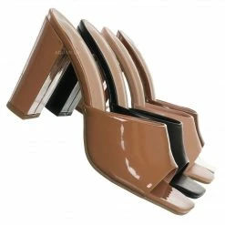 Top Moda Pita5 Block Heel Slip On Mule - Women Slide In Slipper Shoes