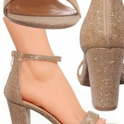 Top Moda Hannah1 Chunky Heel Two Piece Sandal - Women Evening Open Toe Dress Shoes New