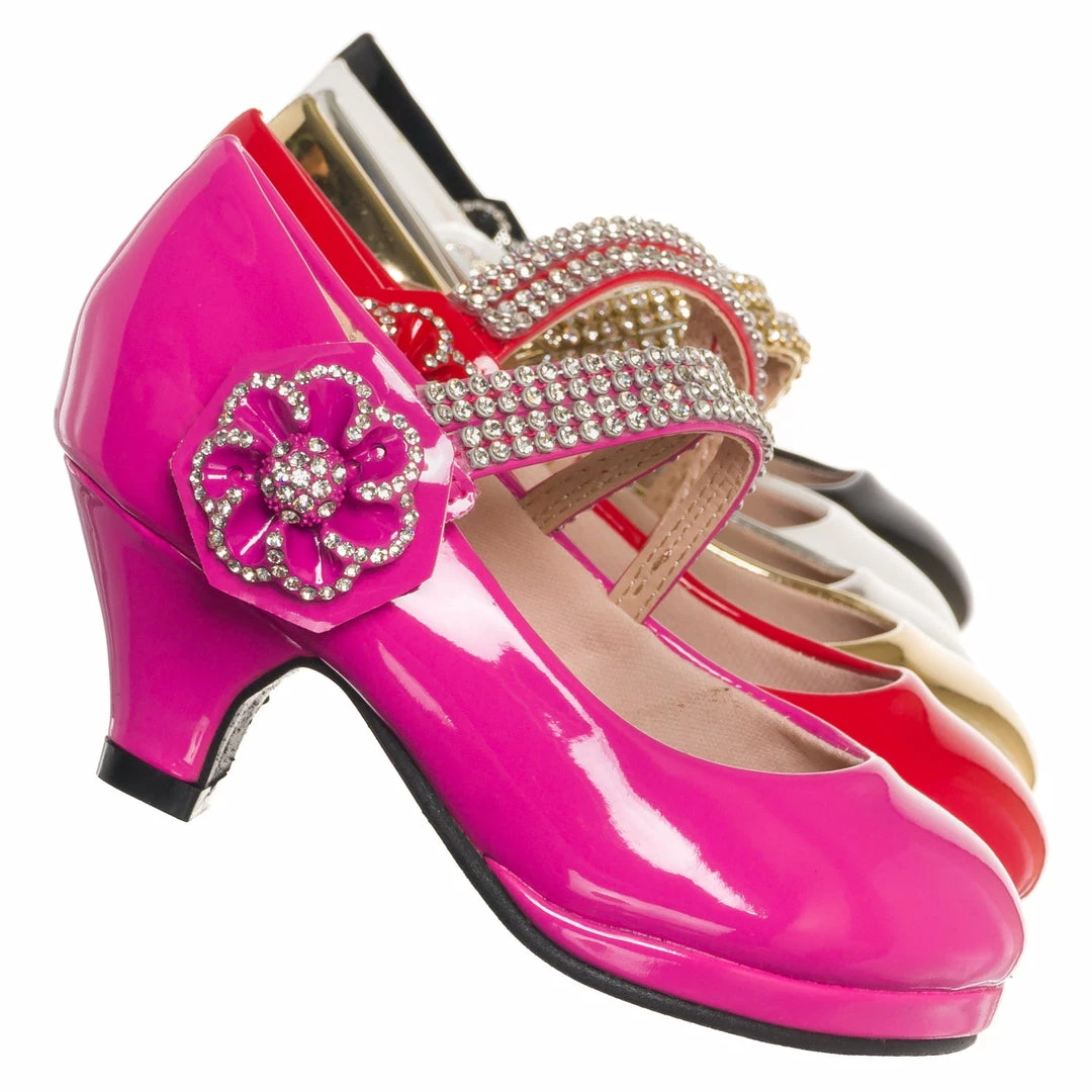Forever Link New Dana62K Children Girl Rhinestone Round Toe Mary-Jane Dress Pump W Platform