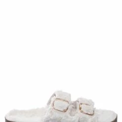 Bamboo New Defeat63 Faux Fur Molded Footbed Slipper - Furry Slide In Cork Slide Sandal