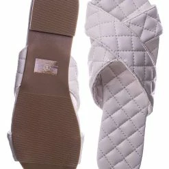 La Shailah New Baily2 Puffy Quilted Flat Slipper Sandal - Cross Strap Open Toe Slide In Shoes