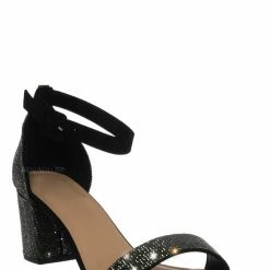 Delicious Crete Rhinestone Block Heel Sandal - Women Dance Shoes New