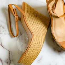 Bamboo New Chosen16 Clear Espadrille Platform Wedge Sandal - Women Lucite Clear Heels