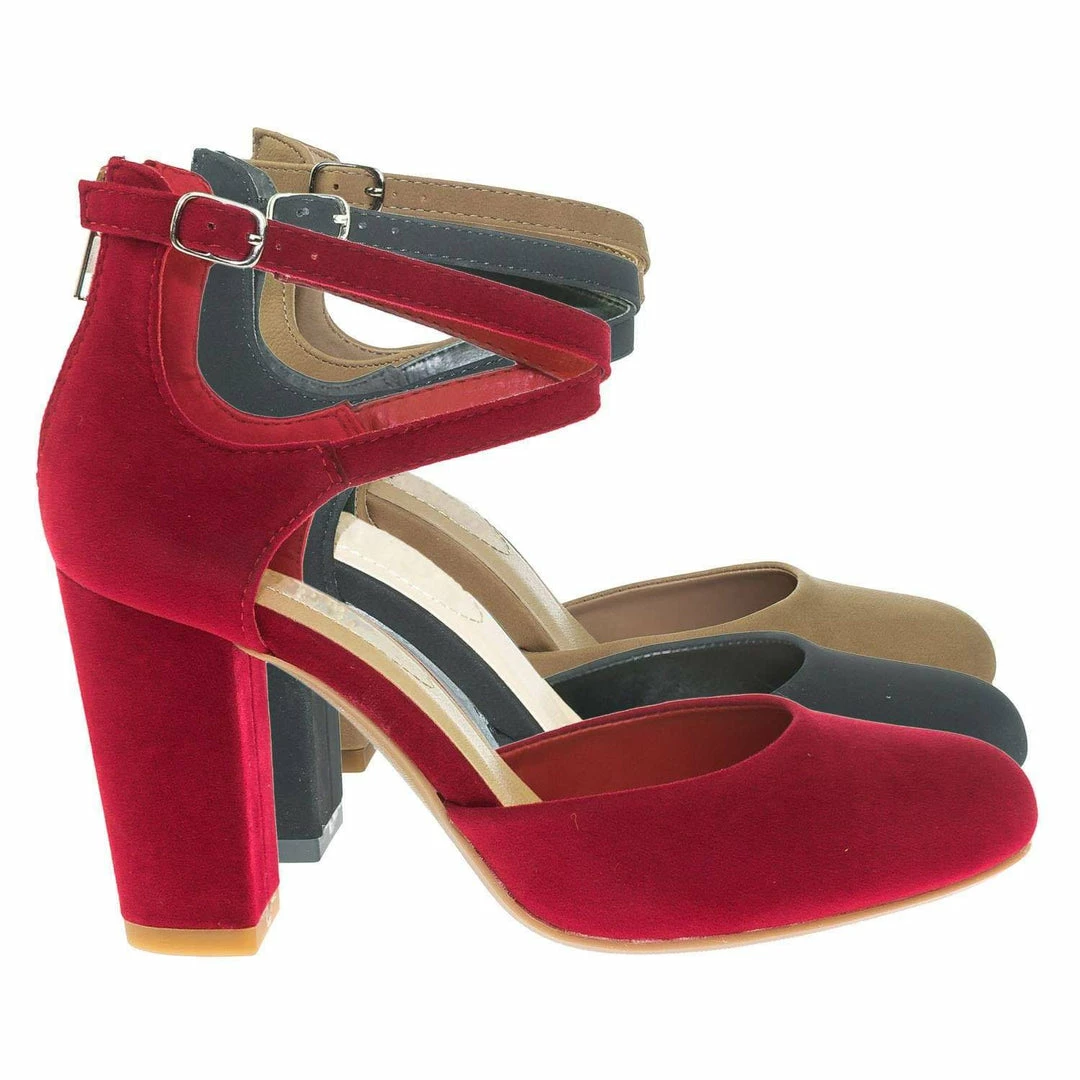 City Classified New Anytime Comfort Foam Padded Chunky Block Heel Crisscross Strap D'Orsay Pump