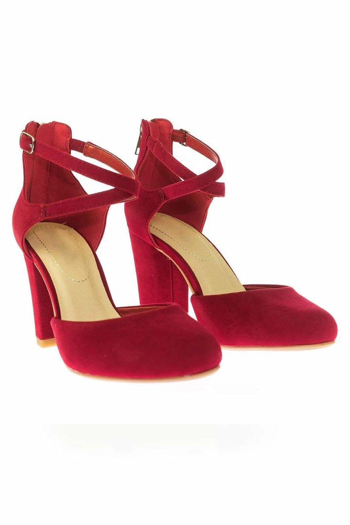 City Classified New Anytime Comfort Foam Padded Chunky Block Heel Crisscross Strap D'Orsay Pump
