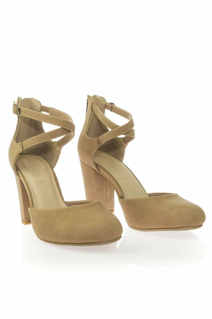 City Classified New Anytime Comfort Foam Padded Chunky Block Heel Crisscross Strap D'Orsay Pump