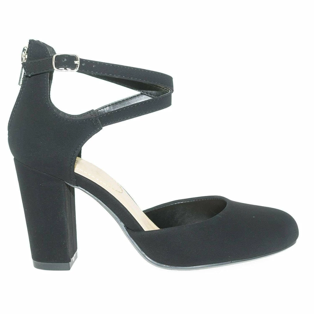 City Classified New Anytime Comfort Foam Padded Chunky Block Heel Crisscross Strap D'Orsay Pump