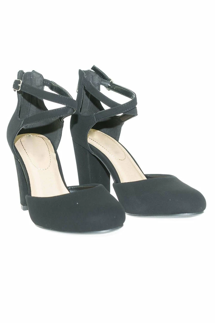 City Classified New Anytime Comfort Foam Padded Chunky Block Heel Crisscross Strap D'Orsay Pump