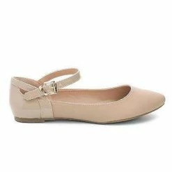 City Classified Calc By Classified, Flat Ankle Strap Dual Material Pointed Toe Buckle Casual Business