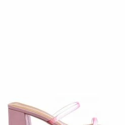 City Classified Cameo Jelly Strappy Heel Slide Mules - Women Transparent Square Open Toe Slipper