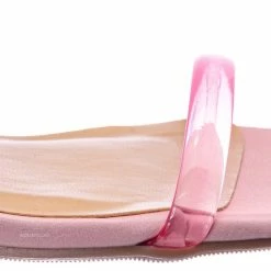 City Classified Cameo Jelly Strappy Heel Slide Mules - Women Transparent Square Open Toe Slipper