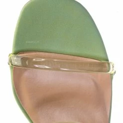 City Classified Cameo Jelly Strappy Heel Slide Mules - Women Transparent Square Open Toe Slipper