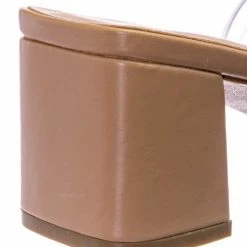 City Classified Cameo Jelly Strappy Heel Slide Mules - Women Transparent Square Open Toe Slipper