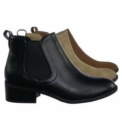 City Classified Code Vintage Low Block Heel Chelsea Boots W Elastic Gore & Pull Tab