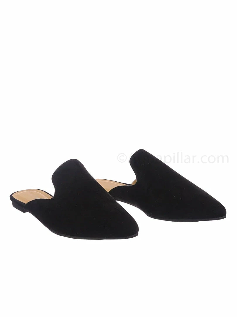 City Classified New Design Pointed Toe Flat Mule - Women Dressy Slip On Backless Loafer Slipper