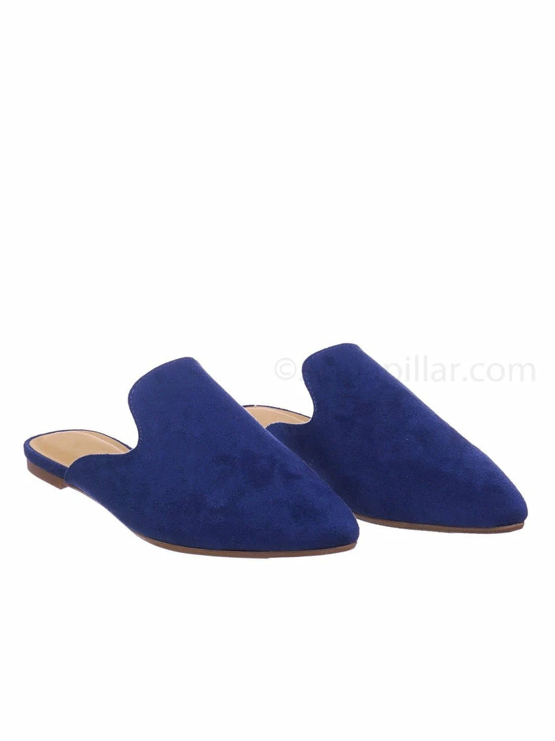 City Classified New Design Pointed Toe Flat Mule - Women Dressy Slip On Backless Loafer Slipper