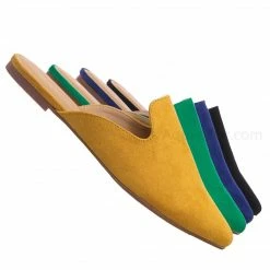 City Classified New Design Pointed Toe Flat Mule - Women Dressy Slip On Backless Loafer Slipper