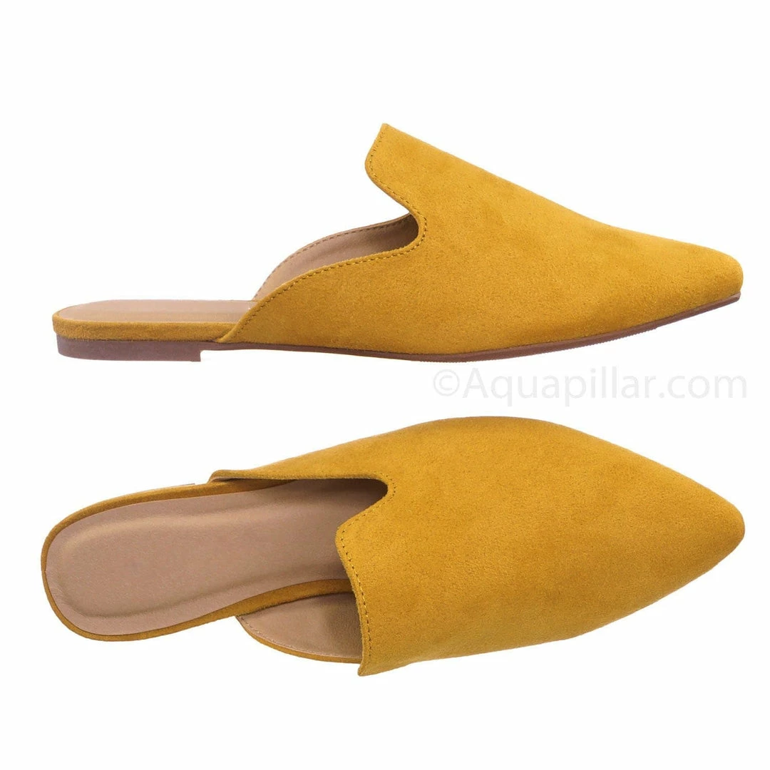 City Classified New Design Pointed Toe Flat Mule - Women Dressy Slip On Backless Loafer Slipper