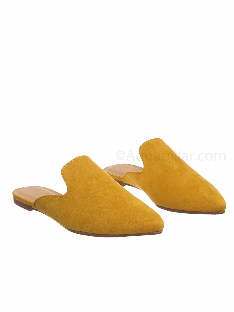 City Classified New Design Pointed Toe Flat Mule - Women Dressy Slip On Backless Loafer Slipper