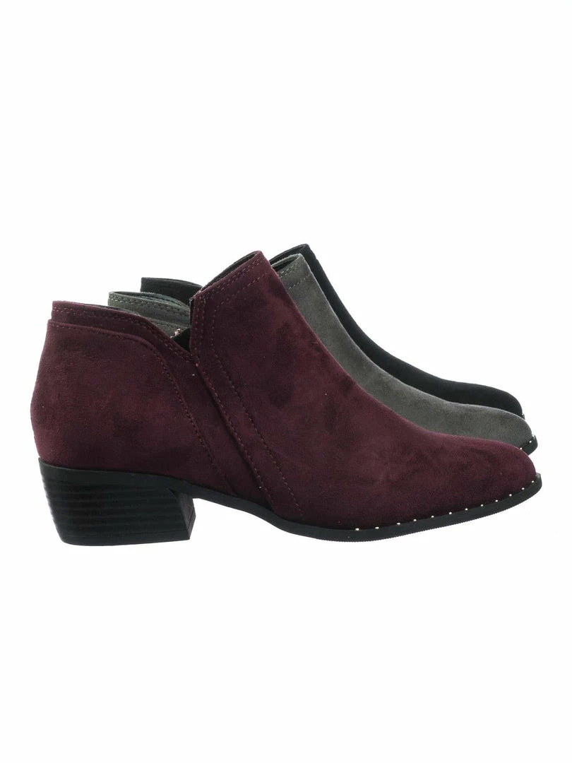 City Classified Great Women Micro Rockstar Metal Stud Ankle Bootie On Cuban Block Heel