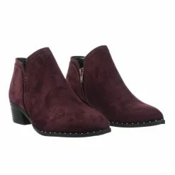 City Classified Great Women Micro Rockstar Metal Stud Ankle Bootie On Cuban Block Heel