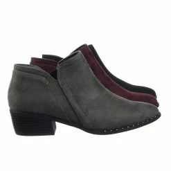 City Classified Great Women Micro Rockstar Metal Stud Ankle Bootie On Cuban Block Heel