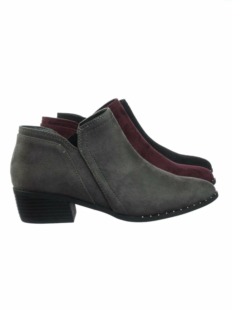 City Classified Great Women Micro Rockstar Metal Stud Ankle Bootie On Cuban Block Heel