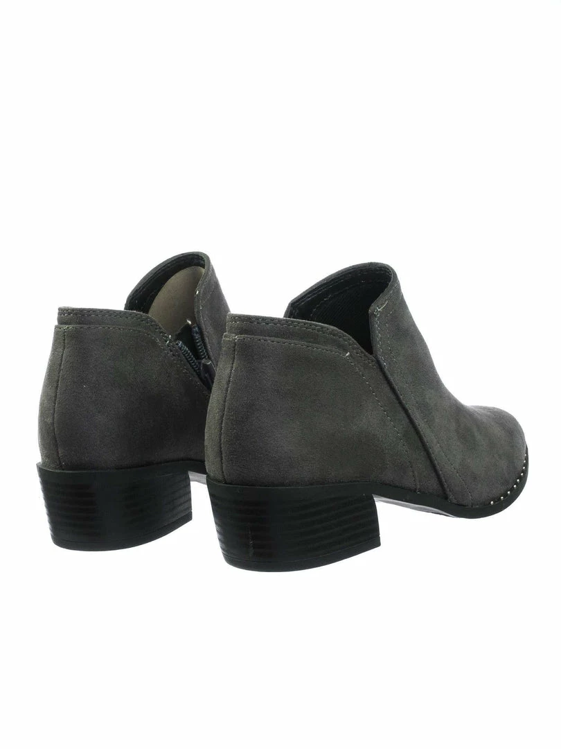 City Classified Great Women Micro Rockstar Metal Stud Ankle Bootie On Cuban Block Heel