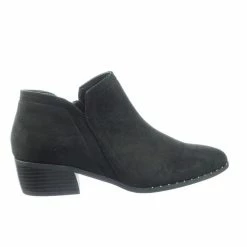 City Classified Great Women Micro Rockstar Metal Stud Ankle Bootie On Cuban Block Heel