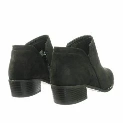 City Classified Great Women Micro Rockstar Metal Stud Ankle Bootie On Cuban Block Heel