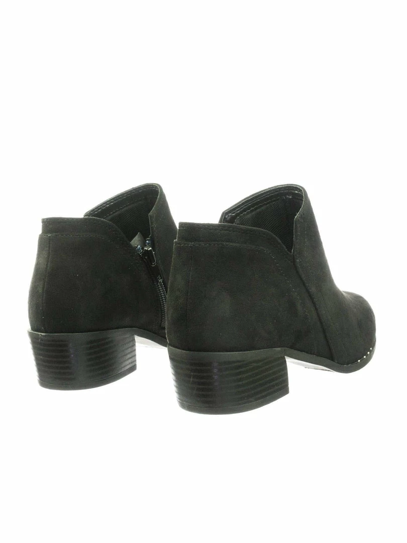 City Classified Great Women Micro Rockstar Metal Stud Ankle Bootie On Cuban Block Heel