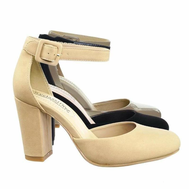 City Classified Kaili Chunky Block Heel Dress Pump W Comfortable Foam Padding & Ankle Strap