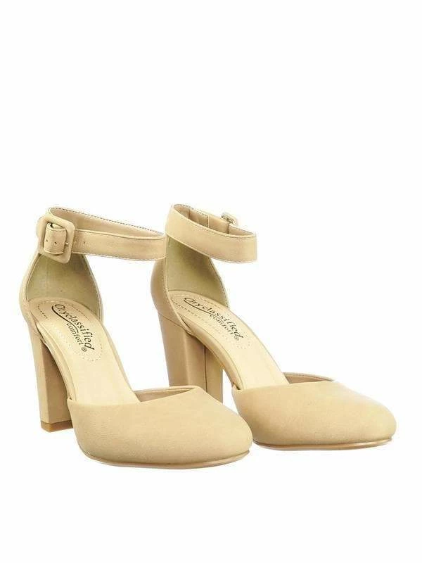 City Classified Kaili Chunky Block Heel Dress Pump W Comfortable Foam Padding & Ankle Strap