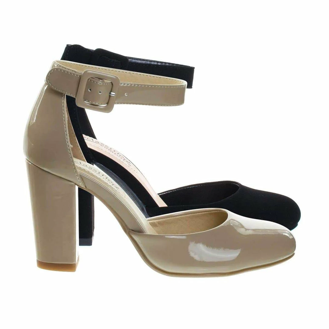 City Classified Kaili Chunky Block Heel Dress Pump W Comfortable Foam Padding & Ankle Strap