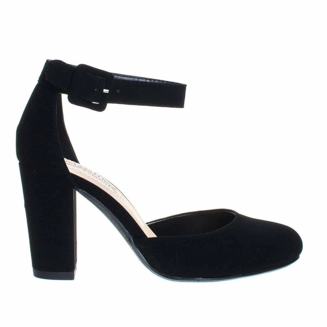 City Classified Kaili Chunky Block Heel Dress Pump W Comfortable Foam Padding & Ankle Strap