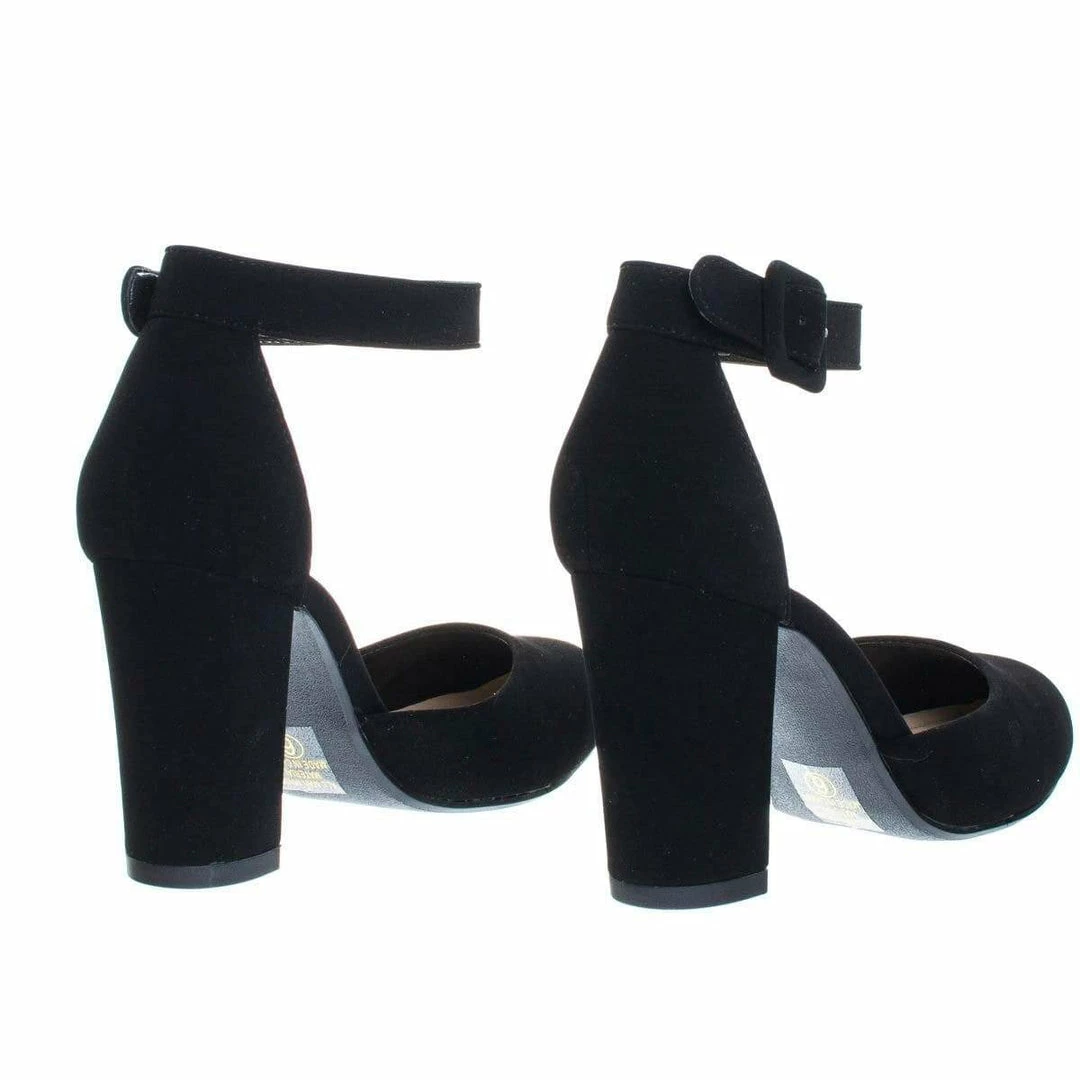 City Classified Kaili Chunky Block Heel Dress Pump W Comfortable Foam Padding & Ankle Strap