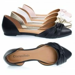 City Classified Rachel Women Comfortable Flat Shoes, Double Open Shank D'Orsay Pump New