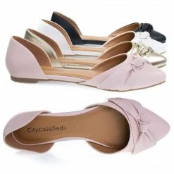 City Classified Rachel Women Comfortable Flat Shoes, Double Open Shank D'Orsay Pump New