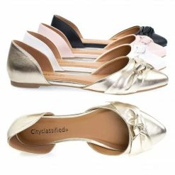 City Classified Rachel Women Comfortable Flat Shoes, Double Open Shank D'Orsay Pump New