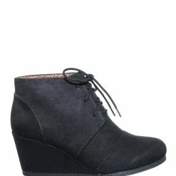 City Classified Rex Hidden Wedge Heel Bootie - Women Lace Up Oxford Ankle Boots