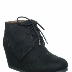 City Classified Rex Hidden Wedge Heel Bootie - Women Lace Up Oxford Ankle Boots