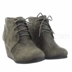City Classified Rex Hidden Wedge Heel Bootie - Women Lace Up Oxford Ankle Boots
